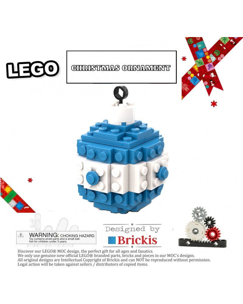 LEGO® Christmas Ornament bauble for Xmas 2 colors white dark azure