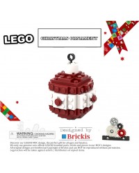 Boule de Noël LEGO® pour le sapin 2 couleurs blanc rouge foncé